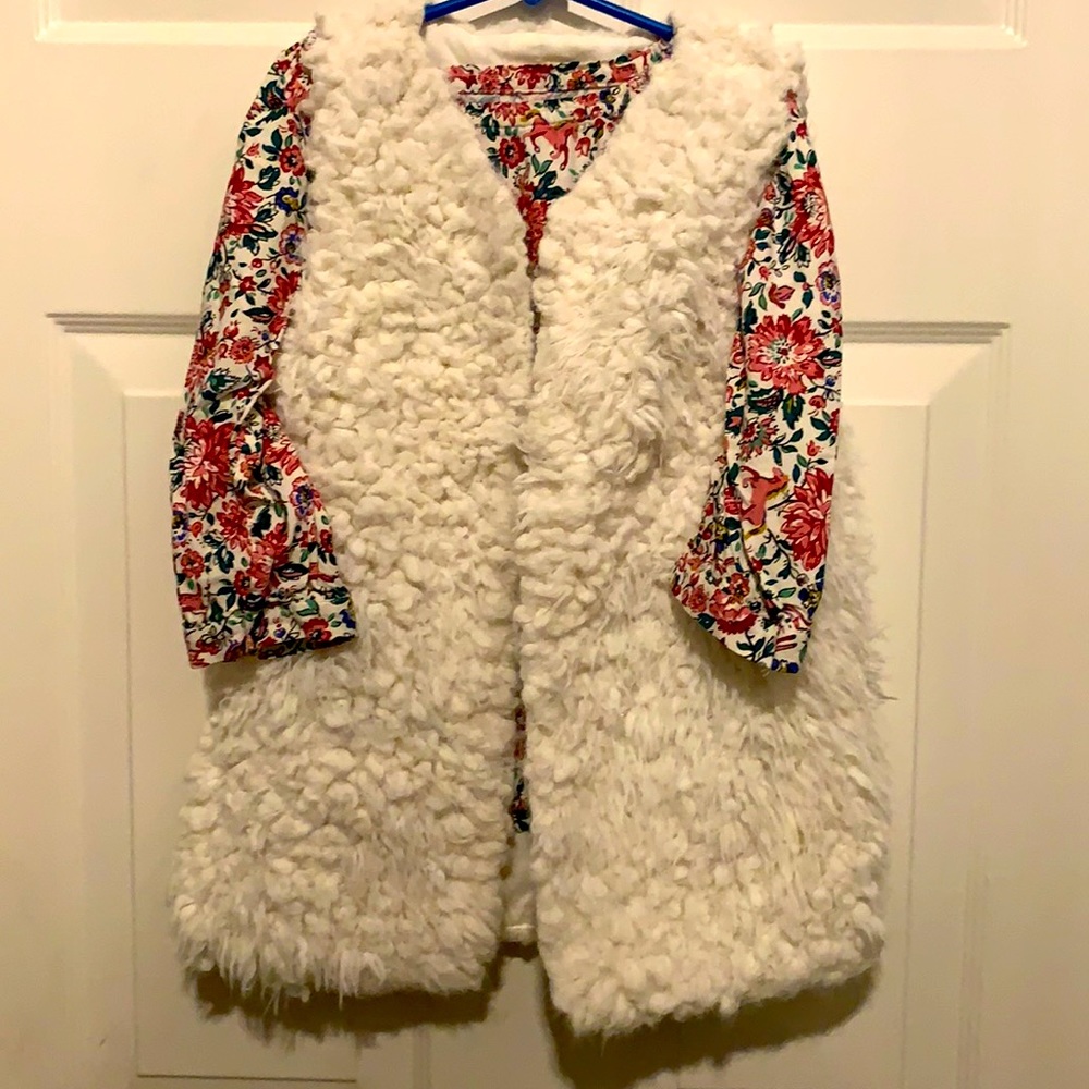 Size 8-10 long sleeve shirt and Sherpa vest